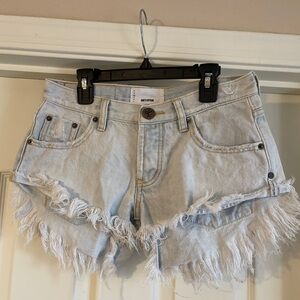 One Teaspoon Blue Distressed Jean Shorts
